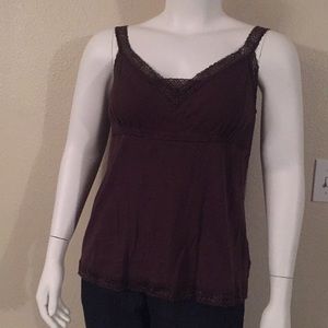 Brown Torrid tank top with lace trim